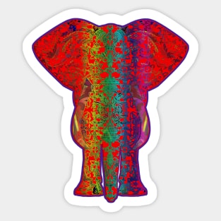 Rainbow Red Elephant on Purple Sticker